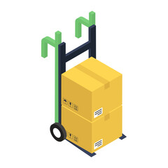 Sticker - 
Cardboards on hand cart showing concept of pallet icon
