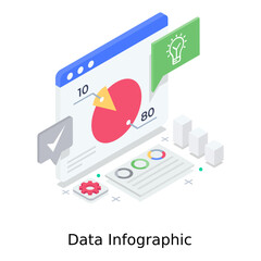 Wall Mural - 
Pie chart inside a webpage, data infographic 
