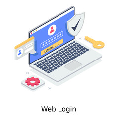 Wall Mural - 
Profile and password inside a laptop symbolizing web login 
