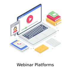 Canvas Print - 
Webinar platform vector, isometric illustration of marketing 
