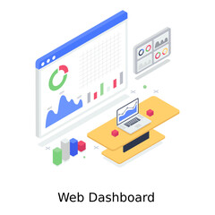 Poster - 
Design of web dashboard in modern isometric style  
