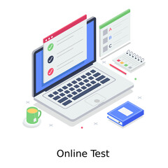 Wall Mural - a design of online test in editable isometric vector