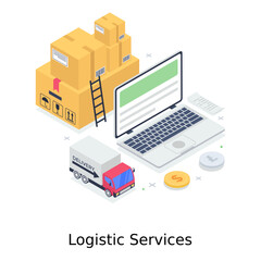 Wall Mural - design of logistic services in modern editable style