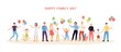 © sabelskaya - Family day banner with smiling people holding balloons flat vector illustration.