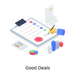 Wall Mural - design of good deals in trendy isometric style