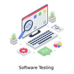 Wall Mural - software testing, isometric vector online platform