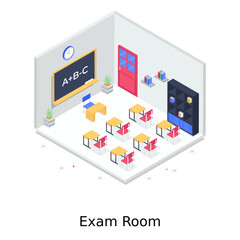 Wall Mural - isometric illustration of exam room, editable vector