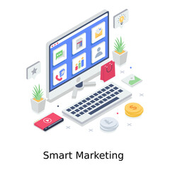 Wall Mural - smart marketing illustration design, editable vector of online shopping