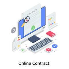 Wall Mural - business agreement illustration design in modern vector style, online contract