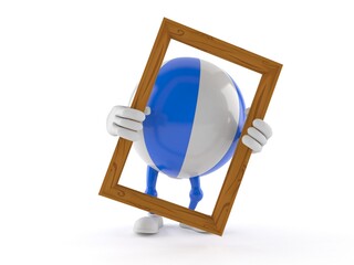 Canvas Print - Beach ball character holding picture frame