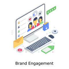 Wall Mural - brand engagement concept design, editable illustration of online feedback