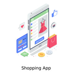 Wall Mural - an illustration of shopping app in editable style