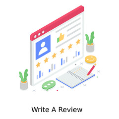 Wall Mural - 
Design of write a review in isometric vector 
