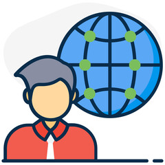 Wall Mural - 
Design of http server, person with globe icon 
