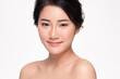 © kitthanes  - Beautiful young asian woman with clean fresh skin on white background, Face care, Facial treatment, Cosmetology, beauty and spa, Asian women portrait