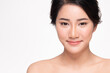 © kitthanes  - Beautiful young asian woman with clean fresh skin on white background, Face care, Facial treatment, Cosmetology, beauty and spa, Asian women portrait