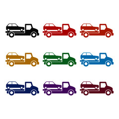 Poster - Towed car icon, color set