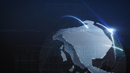 Wall Mural - digital network world globe made up of millions of pixels