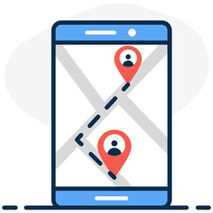 Wall Mural - 
Map markers inside smartphone, location finder icon
