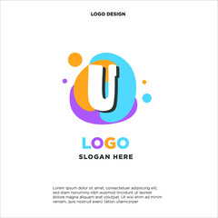 kids logo design combination with initials/letter U. colorfun and baby image. 