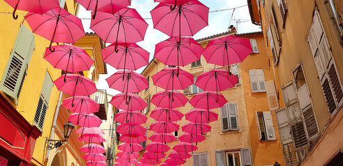 Wall Mural - Umbrellas in the center of Grasse, South of France