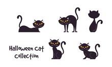 Hand Drawn Design Halloween Cat Collection Illustration