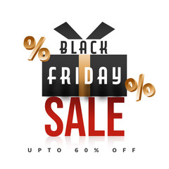 Sticker - UP TO 60% Off for Black Friday Sale Poster Design in White Color.