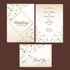 Sticker - Flourish Wedding Invitation Template Layout As Save The Date and Thank You Card.