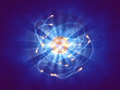 Single atom and its electron cloud , Quantum mechanics and atomic structure concept
