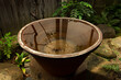 広島県・鞆の浦坪庭、水鉢に映る影