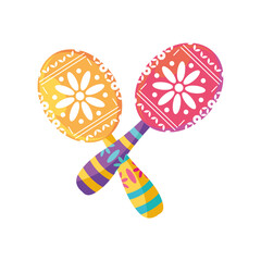 Sticker - mexican maracas detailed style icon vector design