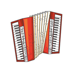 Poster - accordion musical instrument on white background