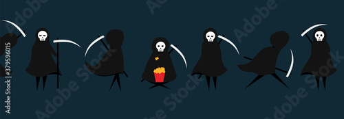 Fotomural Set of death character with scythe for Halloween