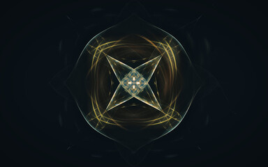 abstract illustration of a fantastic star with many rays on a black background