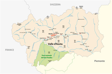 Wall Mural - vector map of the autonomous Italian region of Aosta Valley, Italy