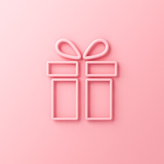 Aufkleber - 3d sweet gift icon or present box isolated on pink pastel color background with shadow 3D rendering