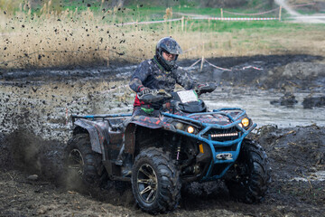 Wall Mural - Overcoming a route on the off-road vehicle