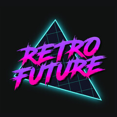 Retro Future Logo 80's Style Vector Art | Glow Neon Magenta Gradient