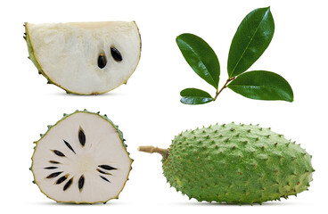 Wall Mural - Soursop or custard apple fuite isolated on white background