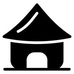 Sticker - a solid vector design of traditional afrian straw hut icon