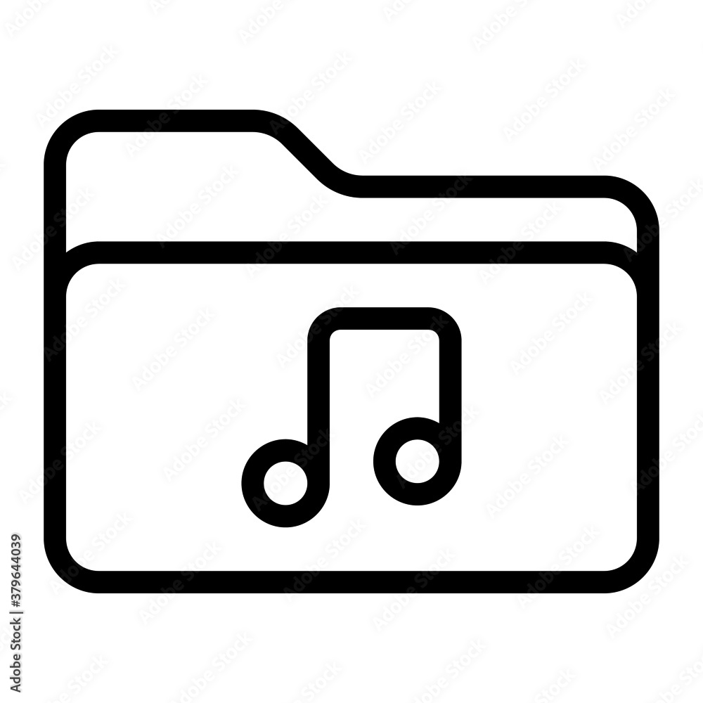 music folder icon with outline style. Suitable for website design, logo ...