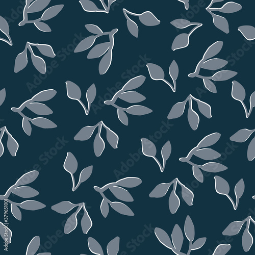 Tela Seamless pattern with hand drawn leaves
