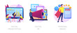© Visual Generation - Project development, online advertisement, branding, successful startup. Digital presentation, digital PR, personal brand metaphors. Vector isolated concept metaphor illustrations.