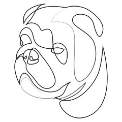 Wall Mural - English Bulldog vector Dog portrait. Continuous line. Dog line drawing