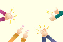 Hand Clap Thumb Up Finger Heart By Peoples For Praise And Encouragement With EPS 10 Vector Graphic Illustration