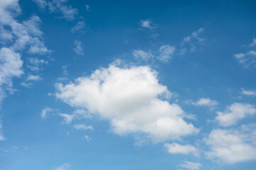 White fluffy clouds with blue sky