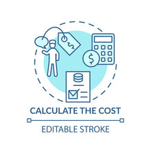 Calculate Cost Concept Icon. Therapy Calculator Idea Thin Line Illustration. Cost-effective. Psychological Therapies Service. Vector Isolated Outline RGB Color Drawing. Editable Stroke
