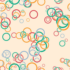 Wall Mural - Abstract seamless pattern with colorful chaotic small thin line circles, rings on background. Infinity messy geometric pattern. Vector illustration.