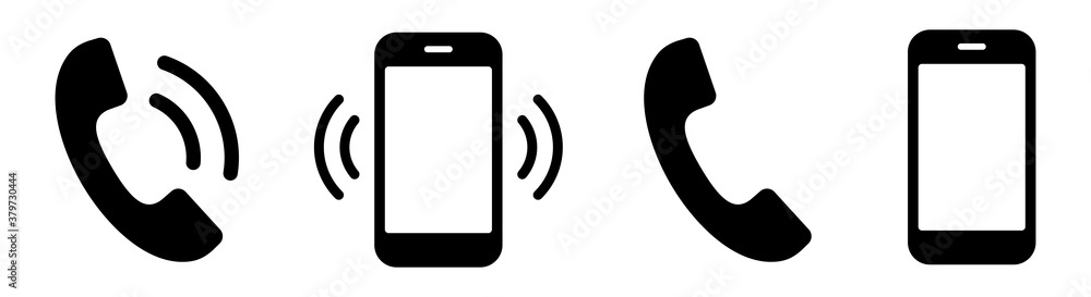 Ringing phone simple icon set. Smartphone ringing. Phone sign. Vector - obrazy, fototapety, plakaty 