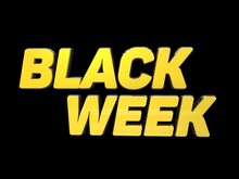 Black Week Yellow Sale. Logo Sale Black Week. Black Friday. Background Black. 3d Logo.